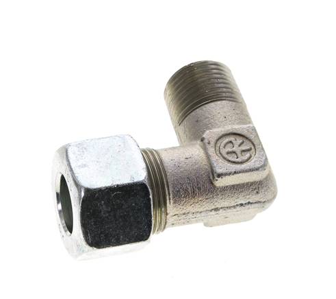 1/2'' NPT Macho x 16S Codo de acero galvanizado de 90 grados Anillo de corte 400 Bar DIN 2353