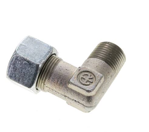 1/2'' NPT Macho x 16S Codo de acero galvanizado de 90 grados Anillo de corte 400 Bar DIN 2353