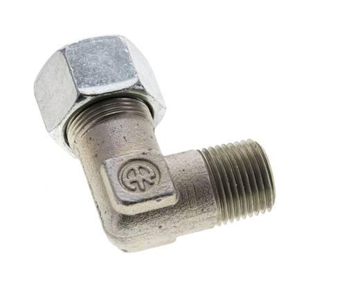 1/2'' NPT Macho x 16S Codo de acero galvanizado de 90 grados Anillo de corte 400 Bar DIN 2353