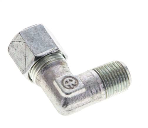 1/8'' NPT Macho x 8LL Codo de acero galvanizado de 90 grados Anillo de corte 100 Bar DIN 2353