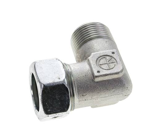 1'' NPT Macho x 28L Codo de acero galvanizado de 90 grados Anillo de corte 160 Bar DIN 2353