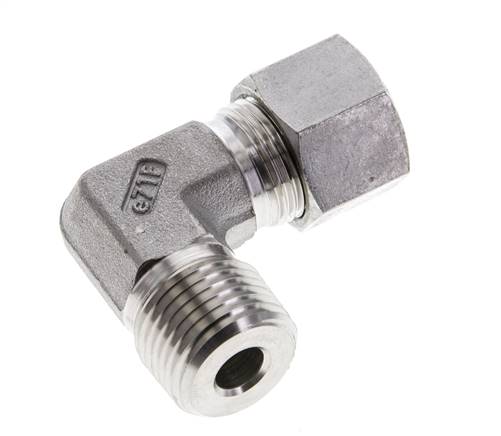 1/2'' NPT Macho x 12S Acero inoxidable Codo de 90 grados Anillo de corte 630 Barra DIN 2353