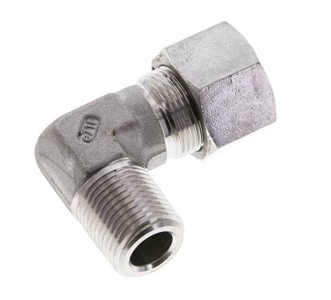 1/2'' NPT Macho x 16S Acero inoxidable Codo de 90 grados Anillo de corte 400 Bar DIN 2353