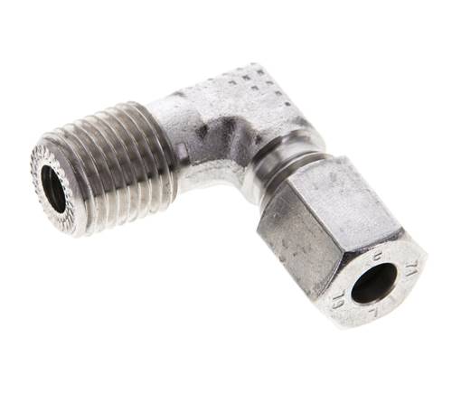 1/4'' NPT Macho x 6L Acero inoxidable Codo de 90 grados Anillo de corte 315 Barra DIN 2353
