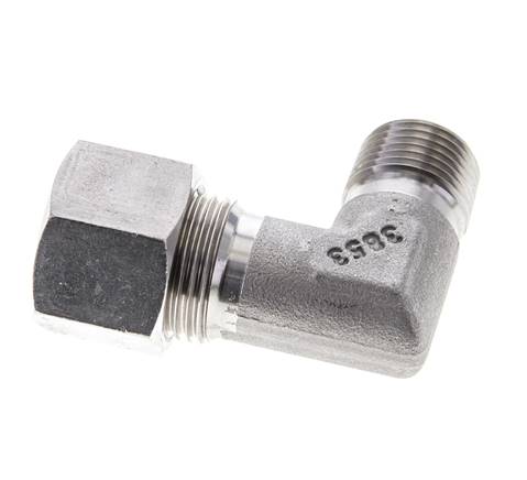 3/8'' NPT Macho x 12S Acero inoxidable Codo de 90 grados Anillo de corte 630 Barra DIN 2353