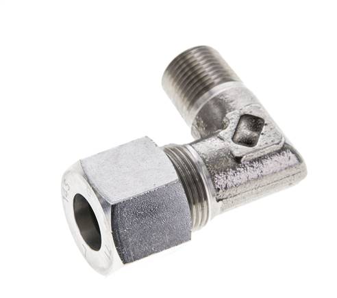 3/8'' NPT Macho x 14S Acero inoxidable Codo de 90 grados Anillo de corte 630 Barra DIN 2353