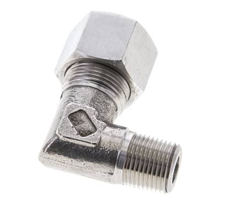 3/8'' NPT Macho x 14S Acero inoxidable Codo de 90 grados Anillo de corte 630 Barra DIN 2353