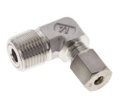 1/2'' NPT Macho x 6S Racor de compresión de 90 grados de acero inoxidable 630 Bar DIN 2353