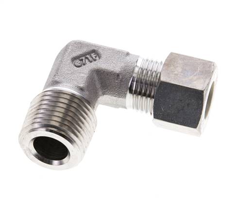 1/2'' NPT Macho x 12L Acero inoxidable Codo de 90 grados Racor de compresión 315 Bar DIN 2353