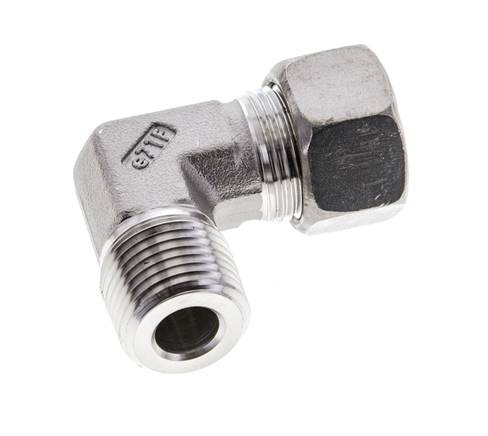 1/2'' NPT Macho x 15L Acero inoxidable Codo de 90 grados Racor de compresión 315 Bar DIN 2353