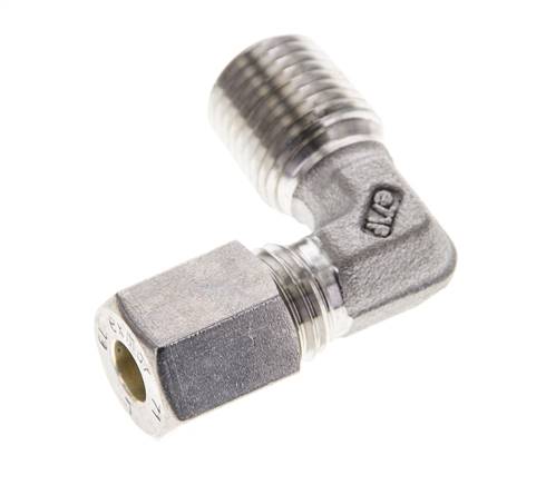 1/4'' NPT Macho x 6L Acero inoxidable Codo de 90 grados Racor de compresión 315 Bar DIN 2353