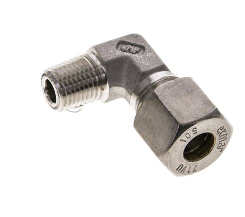 1/4'' NPT Macho x 10S Codo de compresión de 90 grados de acero inoxidable 630 Bar DIN 2353