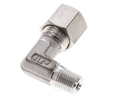 1/8'' NPT Macho x 8L Acero inoxidable Codo de 90 grados Racor de compresión 315 Bar DIN 2353