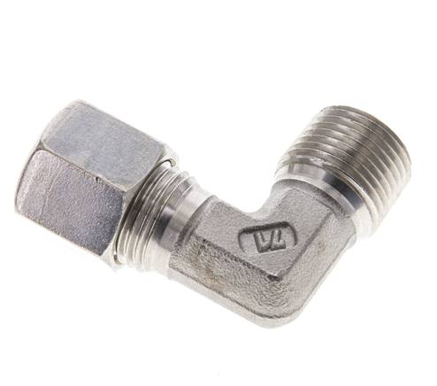 3/8'' NPT Macho x 8S Codo de compresión de 90 grados de acero inoxidable 630 Bar DIN 2353