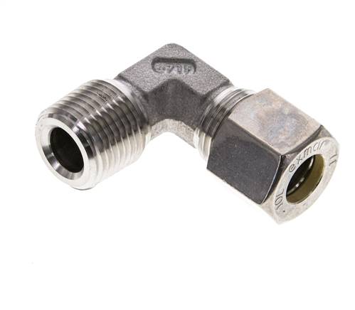 3/8'' NPT Macho x 10L Acero inoxidable Codo de 90 grados Racor de compresión 315 Bar DIN 2353