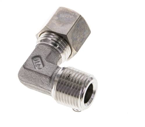 3/8'' NPT Macho x 10L Acero inoxidable Codo de 90 grados Racor de compresión 315 Bar DIN 2353