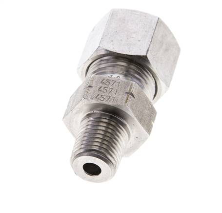 1/4'' NPT Macho x 12S Anillo de corte recto de acero inoxidable 630 Barra DIN 2353
