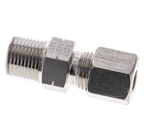 3/8'' NPT Macho x 8S Anillo de corte recto de acero inoxidable 630 Barra DIN 2353