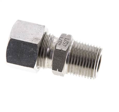 3/8'' NPT Macho x 12L Anillo de corte recto de acero inoxidable 315 Barra DIN 2353