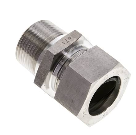 1'' NPT Macho x 28L Anillo de corte recto de acero inoxidable 160 Bar DIN 2353