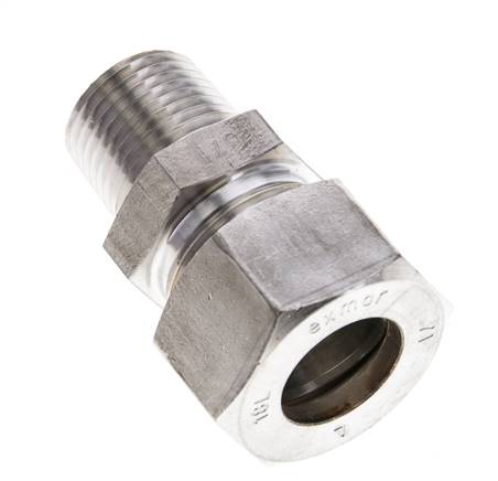 1/2'' NPT Macho x 18L Racor de compresión recto de acero inoxidable 315 Bar DIN 2353