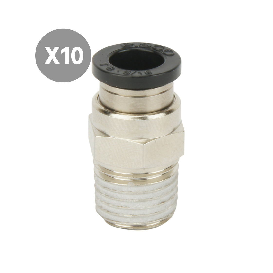 6mmxR1/8'' Ajuste a presión recto [10 piezas]