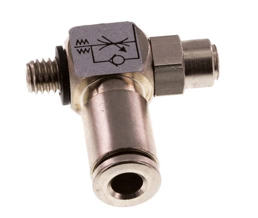 Válvula de control de flujo Codo Meter-In 4 mm - M5 Latón Tornillo Ranurado Banjo