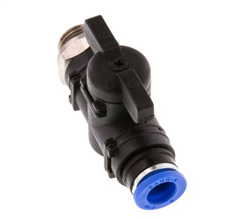 Válvula de bola recta de 2 vías 8 mm - G1/4'' Plástico/Latón