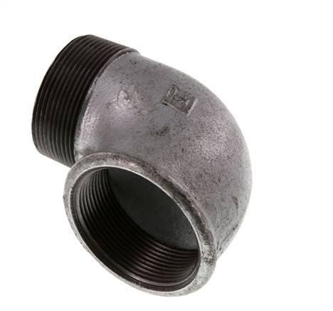 Rp 2'' x R 2'' F/M Codo de 90 grados de hierro fundido galvanizado 25 Bar