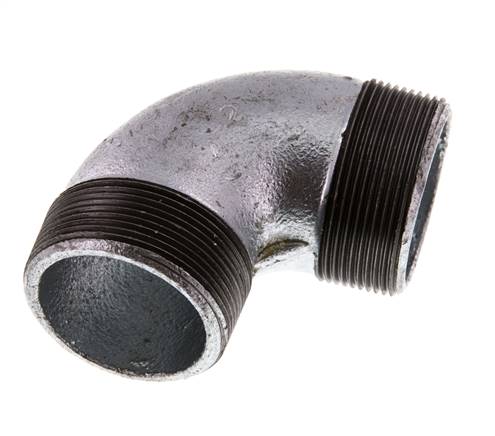 R 2'' Macho Hierro fundido zincado Codo de 90 grados 25 Bar