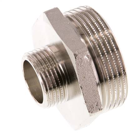 G 1 1/2'' x G 3/4'' Espiga doble de latón niquelado 16 Bar