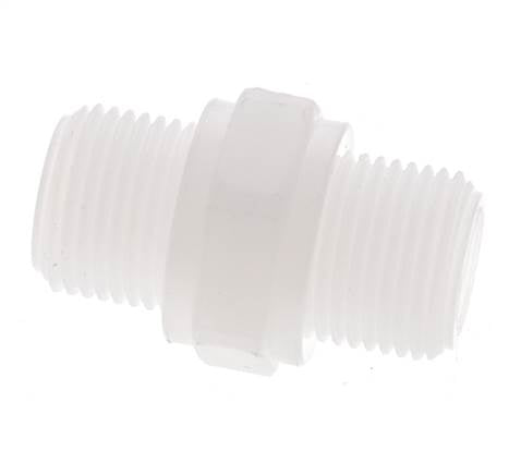 Espiga doble G3/8'' Polipropileno (pp) 10bar (140.5psi) FDA 22mm Hex.