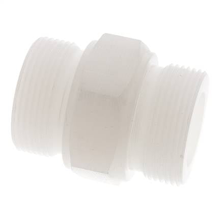 Espiga doble G1 1/2'' PVDF 10bar (140,5psi) FDA 55mm Hex.
