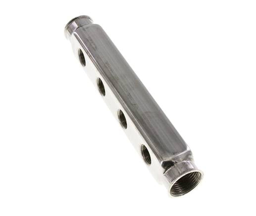 2xG 1'' x 8xG 1/2'' Bloque distribuidor de acero inoxidable de doble cara 10 Bar