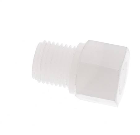 Anillo reductor G1/8'' Hembra x G1/4'' Macho PVDF 10bar (140.5psi) FDA 17mm Hex.