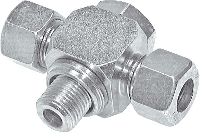 Racor de corte en T giratorio de acero 35L y M42x2 con rosca macho 160 bar ISO 8434-1