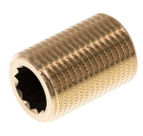 G 1/2'' Espiga doble de latón 16 Bar DIN 2982 - 30mm