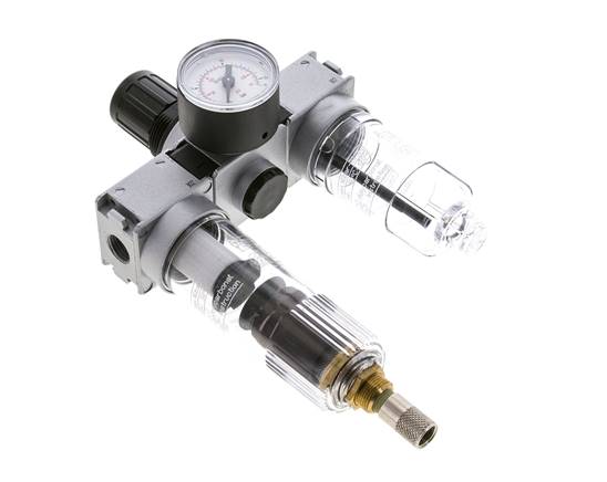 FRL 3 Partes G1/4'' 750l/min 0.5-10.0bar/7-145psi Auto (Cerrado Sin Presión) Manómetro 40 mm Policarbonato Multifix 0