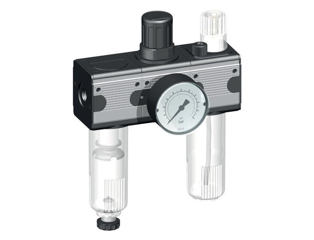 FRL 3 Partes G1/4'' 1200l/min 0.2-6.0bar/3-87psi Semi-Auto Metal Multifix 1