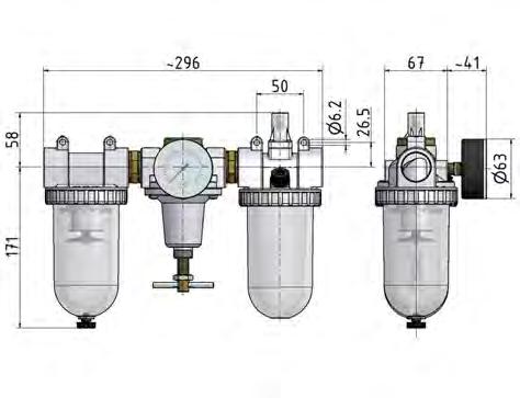 FRL G1'' 3200l/min 0,5-16,0bar/7-232psi Estándar 3