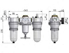 FRL 3 Partes G3/4'' 4900l/min 0.5-10.0bar/7-145psi Semi-Auto Metal Estándar 5