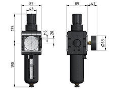 Filtro-regulador G1'' 12000l/min 0.5-16.0bar/7-232psi Semi-Auto Metal Multifix 4