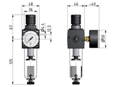 Filtro-regulador G3/8'' 1600l/min 0.2-6.0bar/3-87psi Auto Policarbonato Multifix 1
