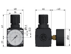 Regulador de presión de precisión G1/4'' 2100l/min 0.5-10.0bar/7-145psi de fundición de zinc Multifix 1