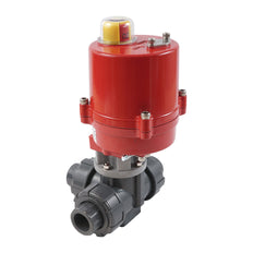 G2'' válvula de bola eléctrica PVC 3 vías taladro en L 12 V CA/CC PTFE/EPDM