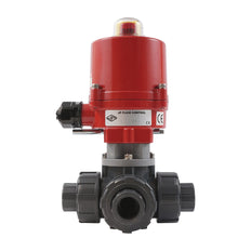 G2'' válvula de bola eléctrica PVC 3 vías taladro en L 24 V CA/CC PTFE/EPDM