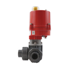 G2'' válvula de bola eléctrica PVC 3 vías taladro en L 12 V CA/CC PTFE/EPDM
