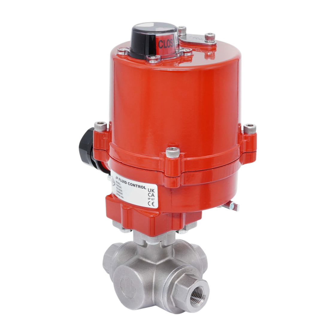 Válvula de Bola Eléctrica de 3 Vías L-Port de Acero Inoxidable Rp 1/4'' 100-240 V AC
