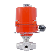 Válvula de Bola Eléctrica de Acero Inoxidable 3 Vías L-Port Rp 1/2'' 100-240 V AC