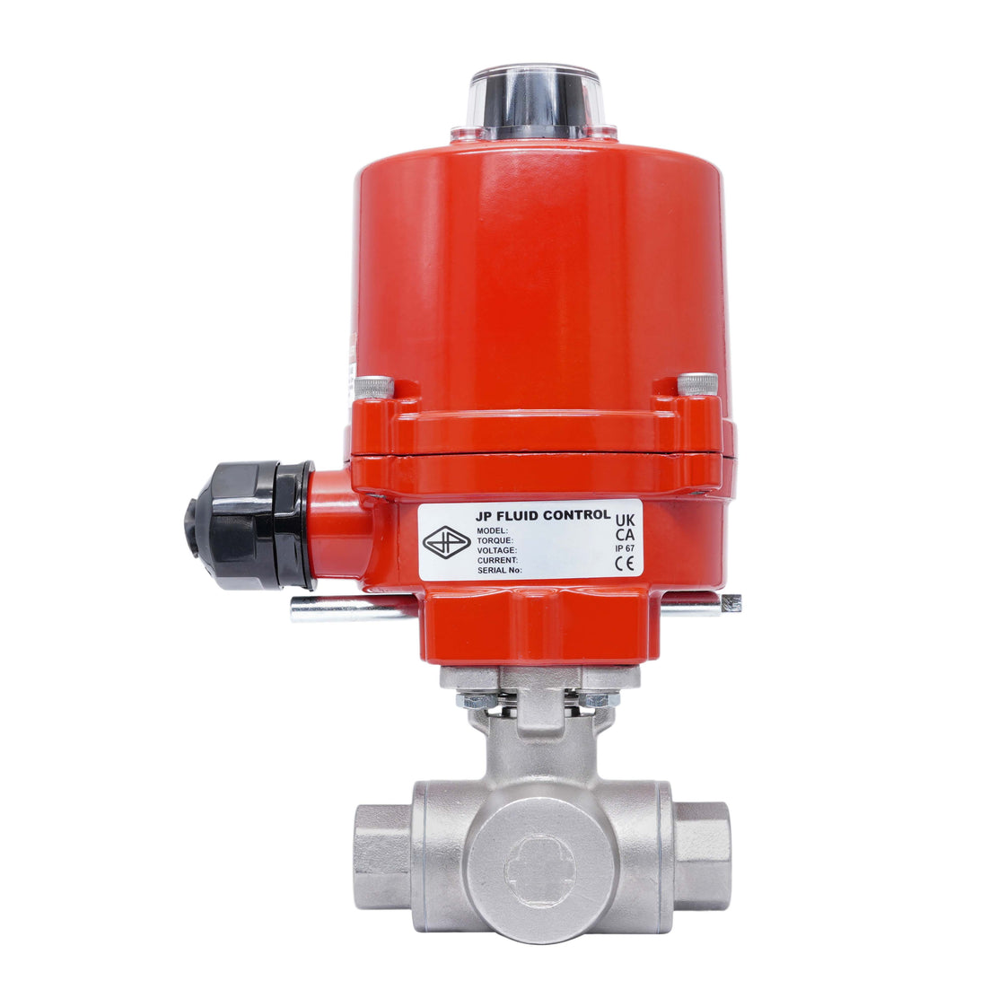 Válvula de Bola Eléctrica de 3 Vías T-Port de Acero Inoxidable Rp 1/4'' 24 V AC/DC